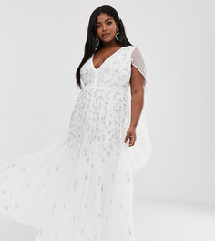 Свадебное плате с кейпом и отделкой ASOS EDITION Curve - Белый