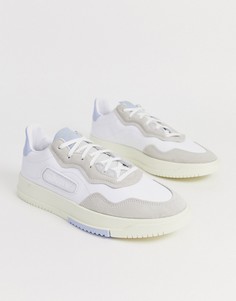 Белые кроссовки с синей вставкой на заднике adidas Originals SC Premier