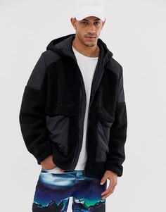 Куртка на молнии с капюшоном и меховой отделкой ASOS DESIGN - Черный