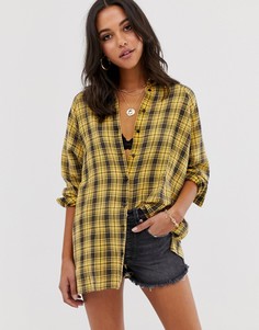 Желтая рубашка бойфренда в клетку с длинными рукавами ASOS DESIGN - Мульти