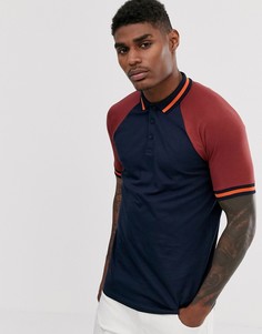 Футболка-поло из органического хлопка с контрастной отделкой ASOS DESIGN - Темно-синий