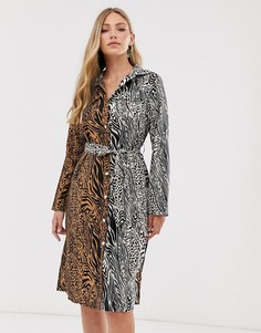 Платье-рубашка миди с тигровым принтом Liquorish - Мульти