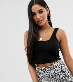 Черный укороченный топ на бретельках с квадратным вырезом ASOS DESIGN Petite - Черный