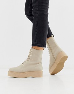Светло-коричневые ботинки на массивной подошве со шнуровкой ASOS DESIGN - Бежевый