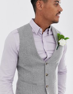 Серый супероблегающий жилет в мелкую ломаную клетку ASOS DESIGN wedding - Серый