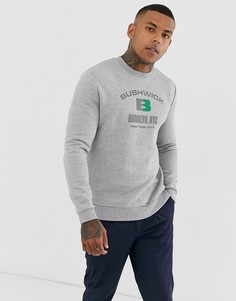 Серый меланжевый свитшот с городским принтом ASOS DESIGN - Серый