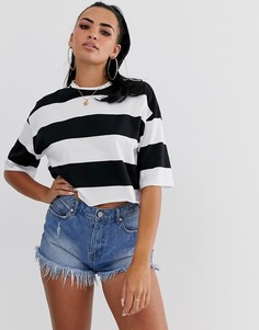 Укороченная oversize-футболка в полоску ASOS DESIGN - Мульти