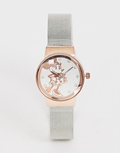 Женские наручные часы цвета розового золота с изображением Минни Маус Disney - Серебряный