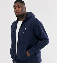 Темно-синий худи на молнии с логотипом Polo Ralph Lauren Big & Tall - Темно-синий