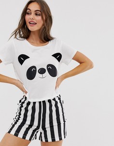 Пижама с шортами и принтом панда Brave Soul - Мульти