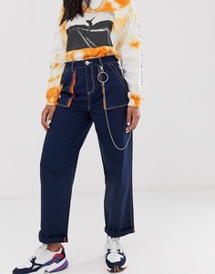 Брюки в стиле 90-х с цепочкой и контрастной отделкой ASOS DESIGN - Темно-синий