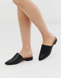 Черные мюли с острым носом на плоской подошве Truffle Collection - Черный