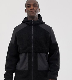 Куртка на молнии с капюшоном и вставками из искусственного меха ASOS DESIGN Tall - Черный