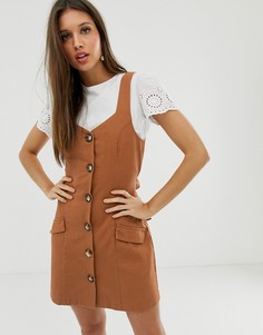 Джинсовый сарафан мини на пуговицах ASOS DESIGN - Красный