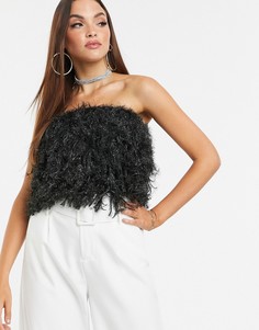 Топ-бандо с искусственными перьями ASOS DESIGN - Черный