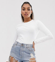 Белый лонгслив из органического хлопка с круглым вырезом ASOS DESIGN Petite - Белый