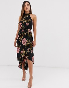Платье с цветочным принтом и халтером AX Paris - Мульти