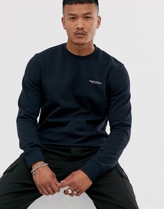 Темно-синий свитшот с круглым вырезом и логотипом Armani Exchange - Темно-синий