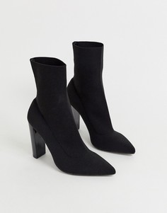 Черные ботильоны на блочном каблуке и с верхом из ткани ASOS DESIGN Enhance - Черный