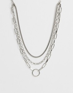 Многоярусное ожерелье ASOS DESIGN - Серебряный
