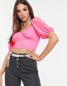 Розовый кроп-топ из ткани добби Missguided - Розовый