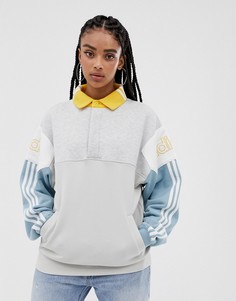 Серо-белый свитшот в стиле регби adidas Originals - Белый