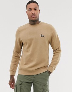 Коричневый свитшот с принтом на спине Stussy - Светло-бежевый