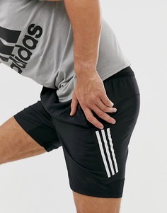 Черные спортивные шорты с полосками adidas - Черный