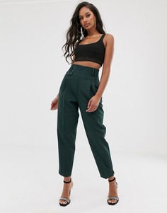 Суженные книзу пышные строгие брюки с завышенной талией ASOS DESIGN - Зеленый