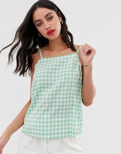 Топ в клетку с квадратным вырезом ASOS DESIGN - Мульти