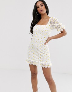 Платье мини For Love & Lemons Brulee Daisy - Белый