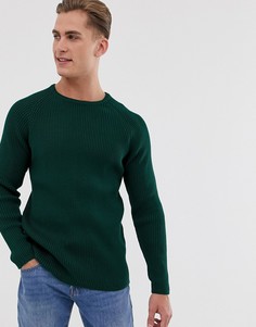 Вязаный джемпер в рубчик Selected Homme - Зеленый