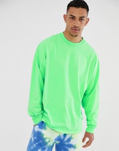 Выбеленный oversize-лонгслив неоново-зеленого цвета ASOS DESIGN - Зеленый