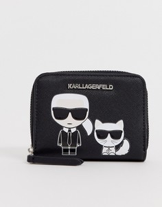 Маленький кошелек на молнии Karl Lagerfeld ikonik - Черный