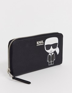 Кошелек на молнии Karl Lagerfeld ikonik - Черный