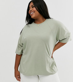 Oversize-футболка шалфейного цвета ASOS DESIGN Curve - Бежевый