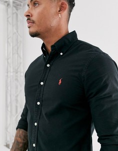 Черная приталенная оксфордская рубашка на пуговицах с логотипом Polo Ralph Lauren - Черный