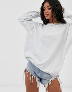 Белый меланжевый oversize-свитшот ASOS DESIGN - Серый