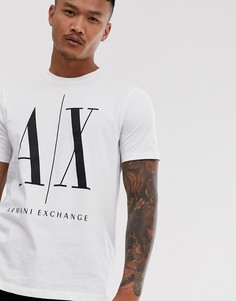 Белая футболка с большим логотипом AX Armani Exchange - Белый