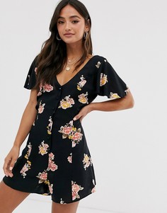 Чайный ромпер с цветочным принтом Miss Selfridge - Мульти