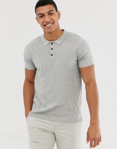 Премиум-поло из фактурного трикотажа серого цвета Jack & Jones - Серый