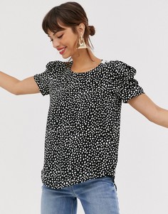 Футболка в горошек с объемными рукавами River Island - Мульти