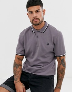 Серое поло из пике с контрастной отделкой Fred Perry - Серый
