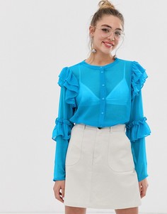 Блузка с оборками Monki - Черный