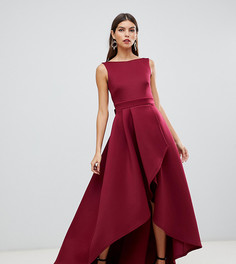 Эксклюзивное красное платье с открытой спиной, бантом и асимметричным краем True Violet - Красный