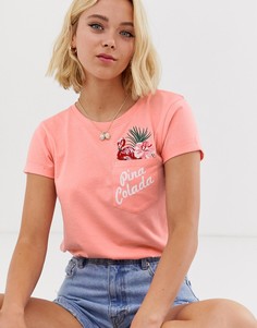 Футболка кораллового цвета с надписью pina colada Brave Soul - Оранжевый