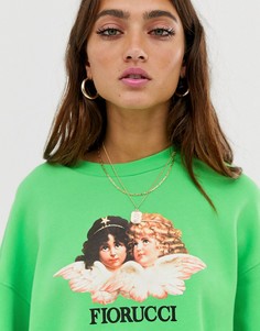Зеленый свитшот с принтом ангелов в винтажном стиле Fiorucci - Зеленый