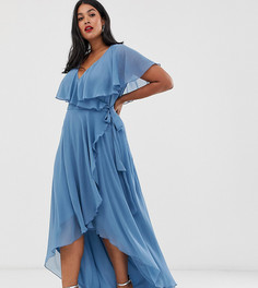 Платье макси с кейпом ASOS DESIGN Curve - Синий