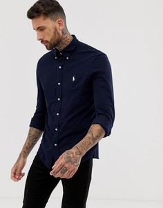 Темно-синяя облегающая рубашка на пуговицах с логотипом Polo Ralph Lauren - Темно-синий