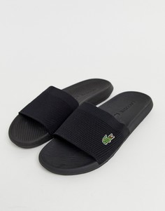 Черные шлепанцы из пике Lacoste Croco - Черный